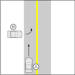 四輪車同士、路外から左折で進入した事故の図